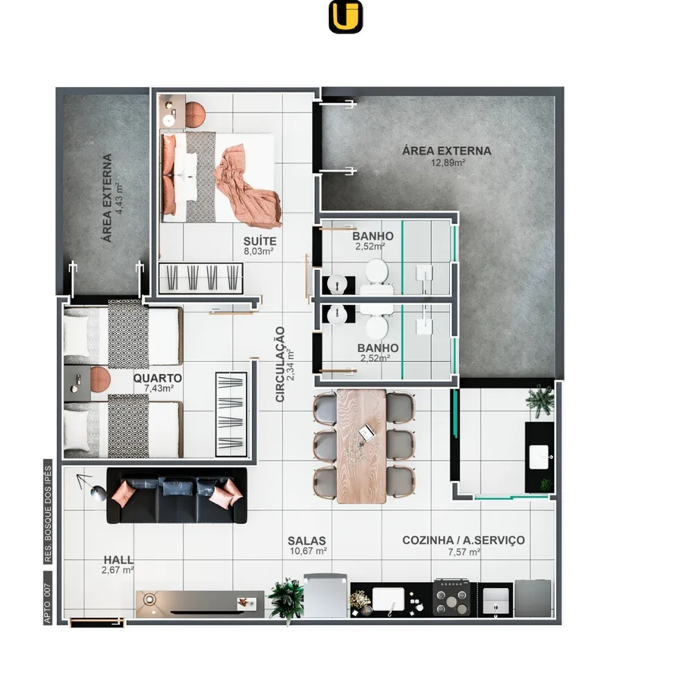 Apartamento, 2 quartos, 52 m² - Foto 15