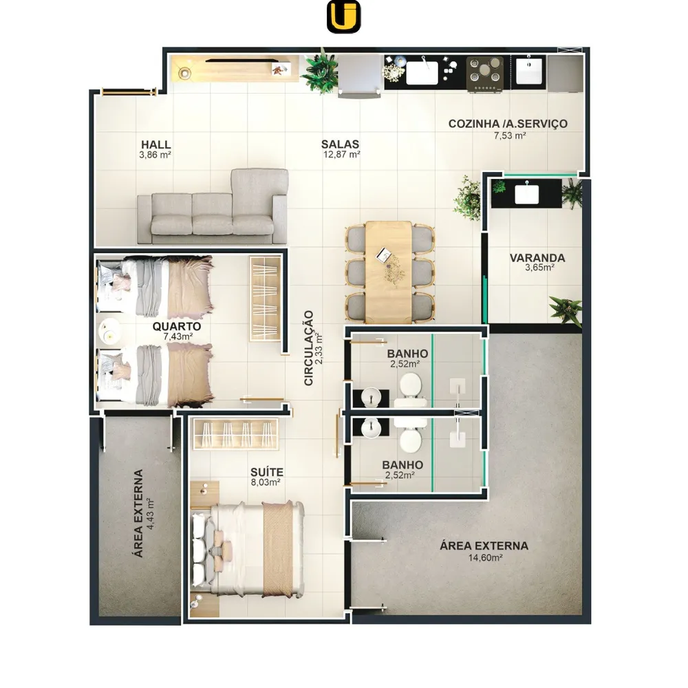 Apartamento, 2 quartos, 56 m² - Foto 4