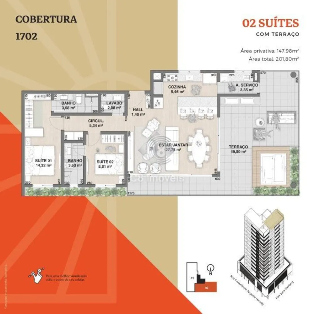 Cobertura, 2 quartos, 147 m² - Foto 1