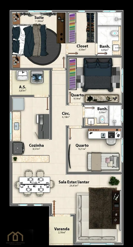 Casa, 3 quartos, 124 m² - Foto 11