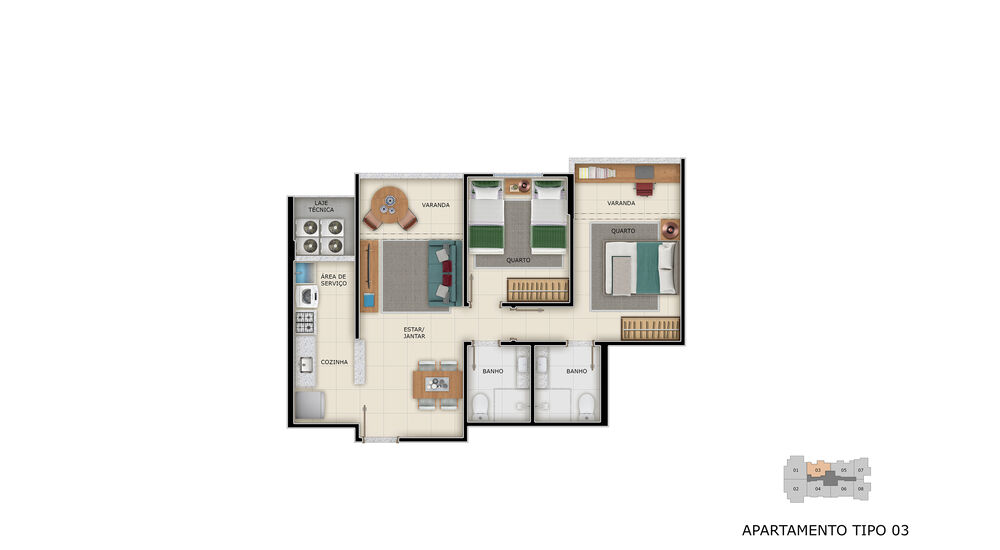 Apartamento, 2 quartos, 77 m² - Foto 2