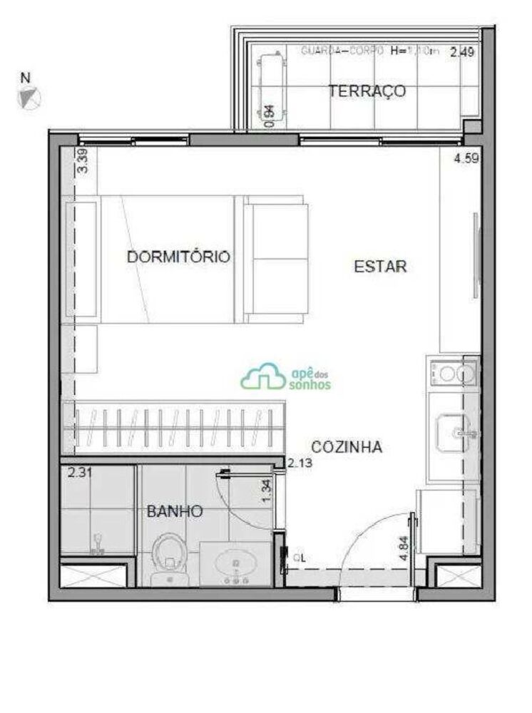 Kitnet-Studio, 28 m² - Foto 6