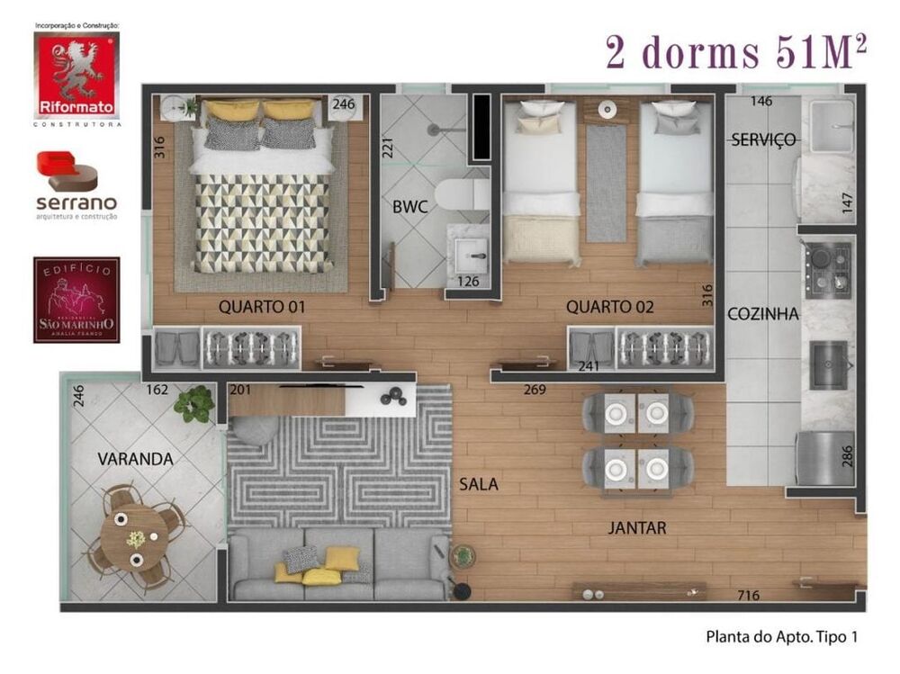 Apartamento à venda com 2 quartos, 51m² - Foto 8