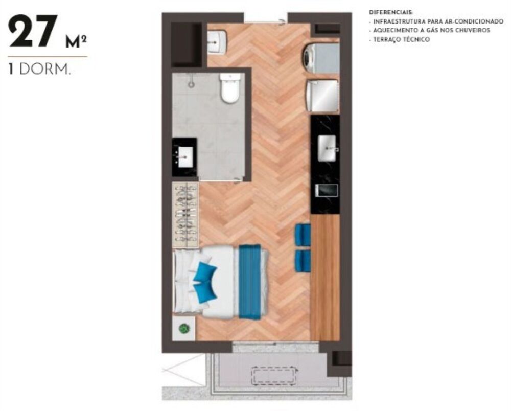 Apartamento, 1 quarto, 22 m² - Foto 6