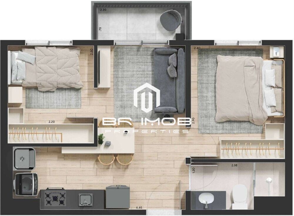 Apartamento, 2 quartos, 35 m² - Foto 1