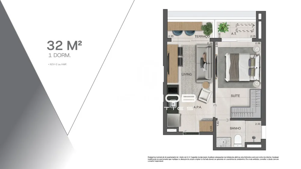 Apartamento, 1 quarto, 32 m² - Foto 3