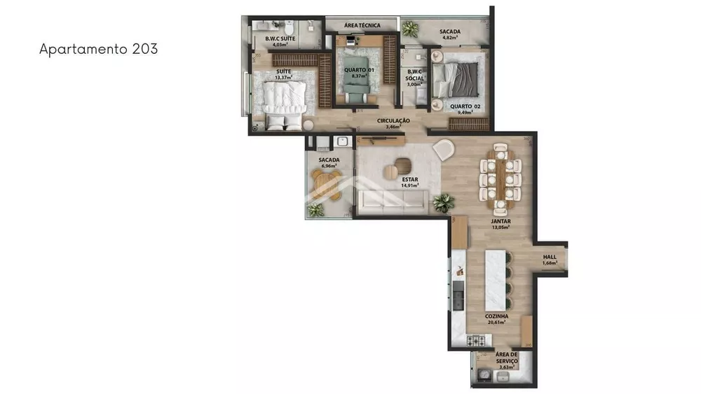 Apartamento, 3 quartos, 118 m² - Foto 2