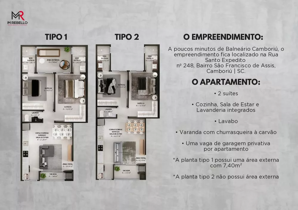 Apartamento à venda com 2 quartos, 62m² - Foto 3