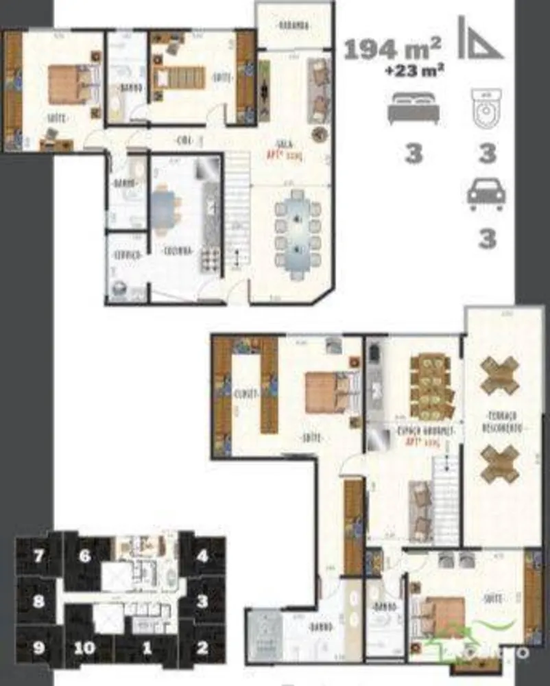 Cobertura, 3 quartos, 144 m² - Foto 2