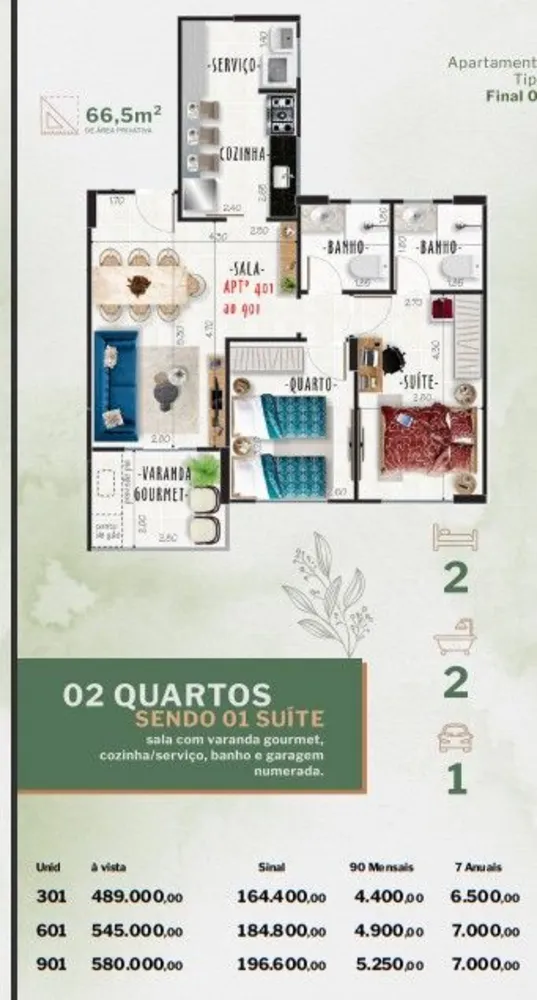 Apartamento, 2 quartos, 66 m² - Foto 2