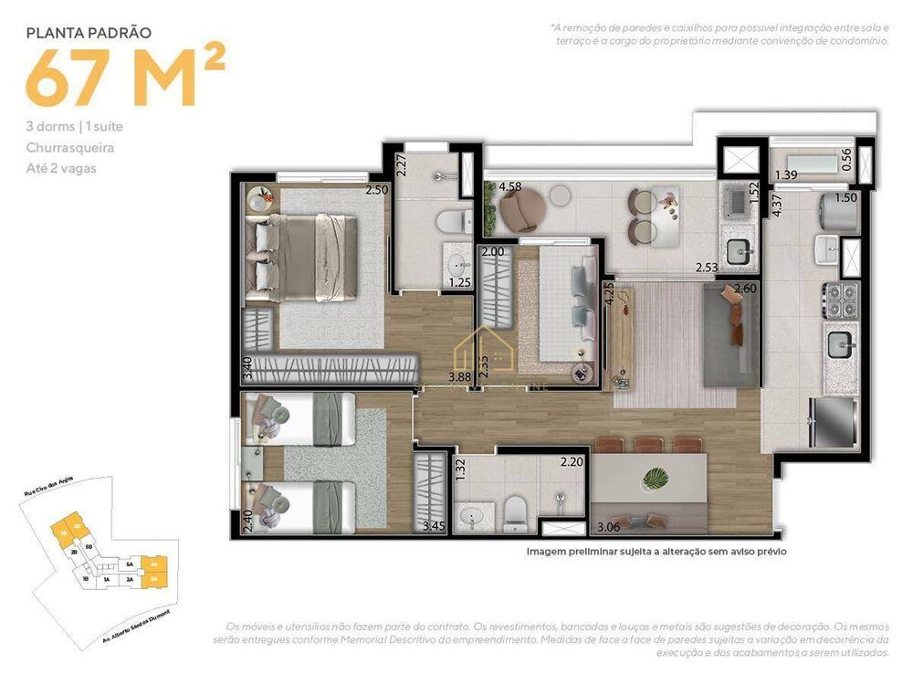 Apartamento, 3 quartos, 67 m² - Foto 2