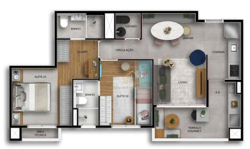 Apartamento, 2 quartos, 62 m² - Foto 2
