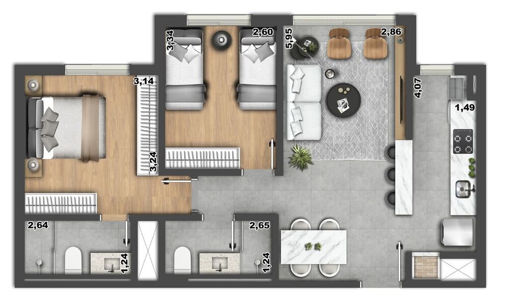 Apartamento, 2 quartos, 63 m² - Foto 3