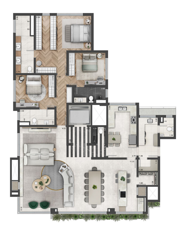Apartamento, 3 quartos, 219 m² - Foto 1