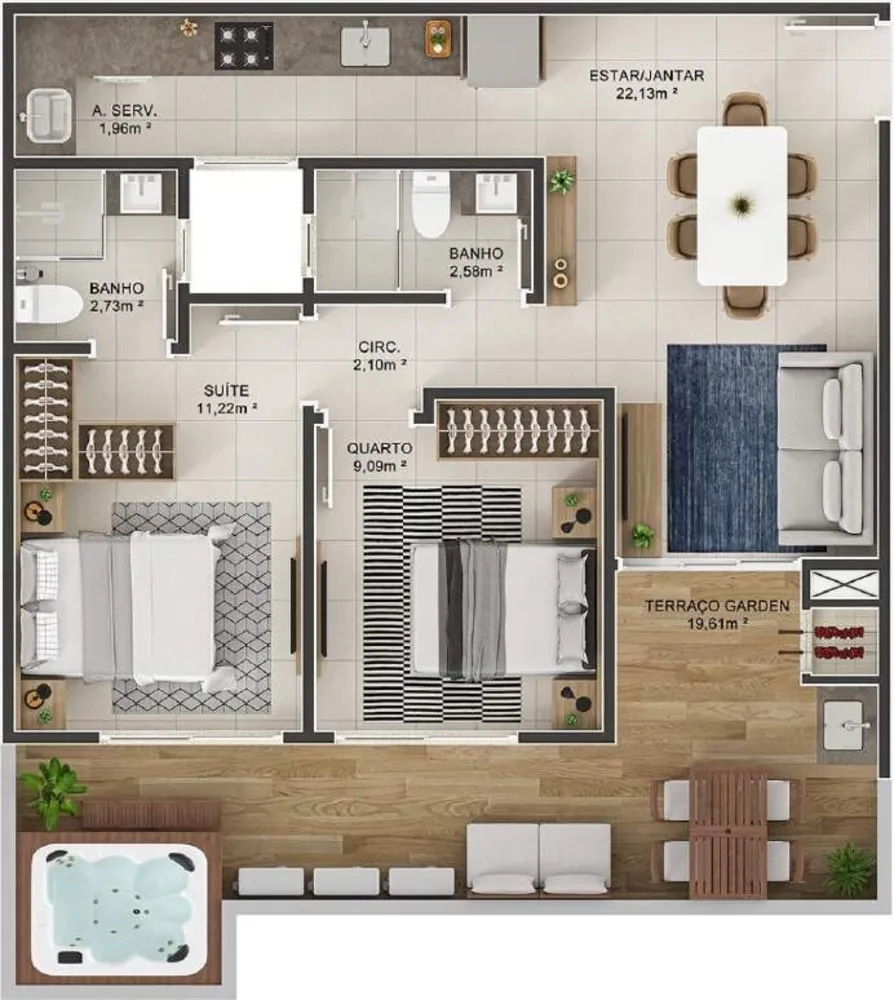 Apartamento, 1 quarto, 45 m² - Foto 1