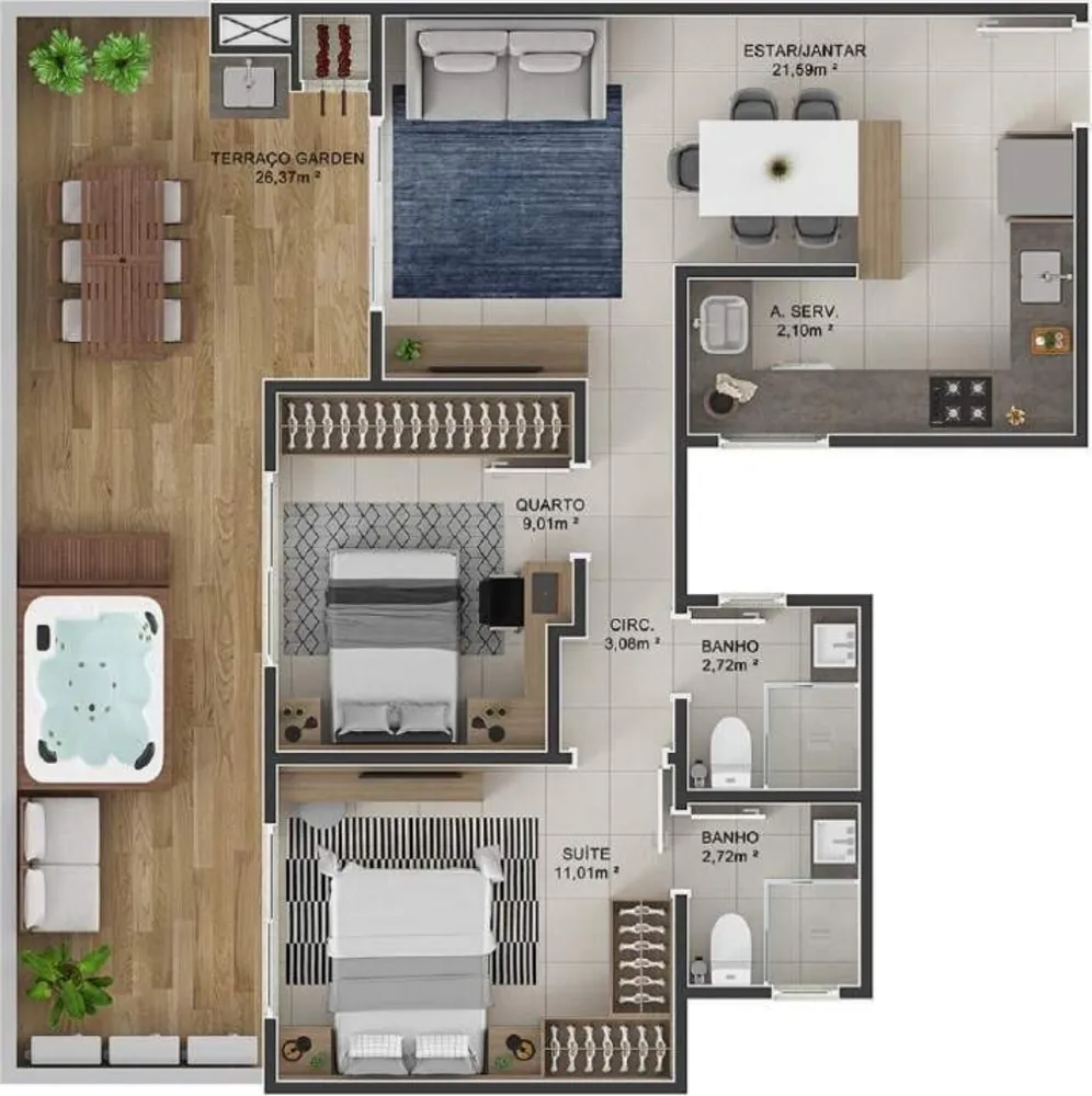 Apartamento, 1 quarto, 45 m² - Foto 4