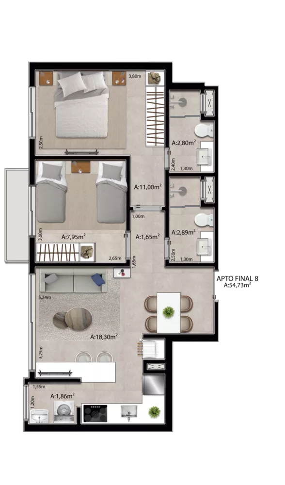 Apartamento, 1 quarto, 86 m² - Foto 3