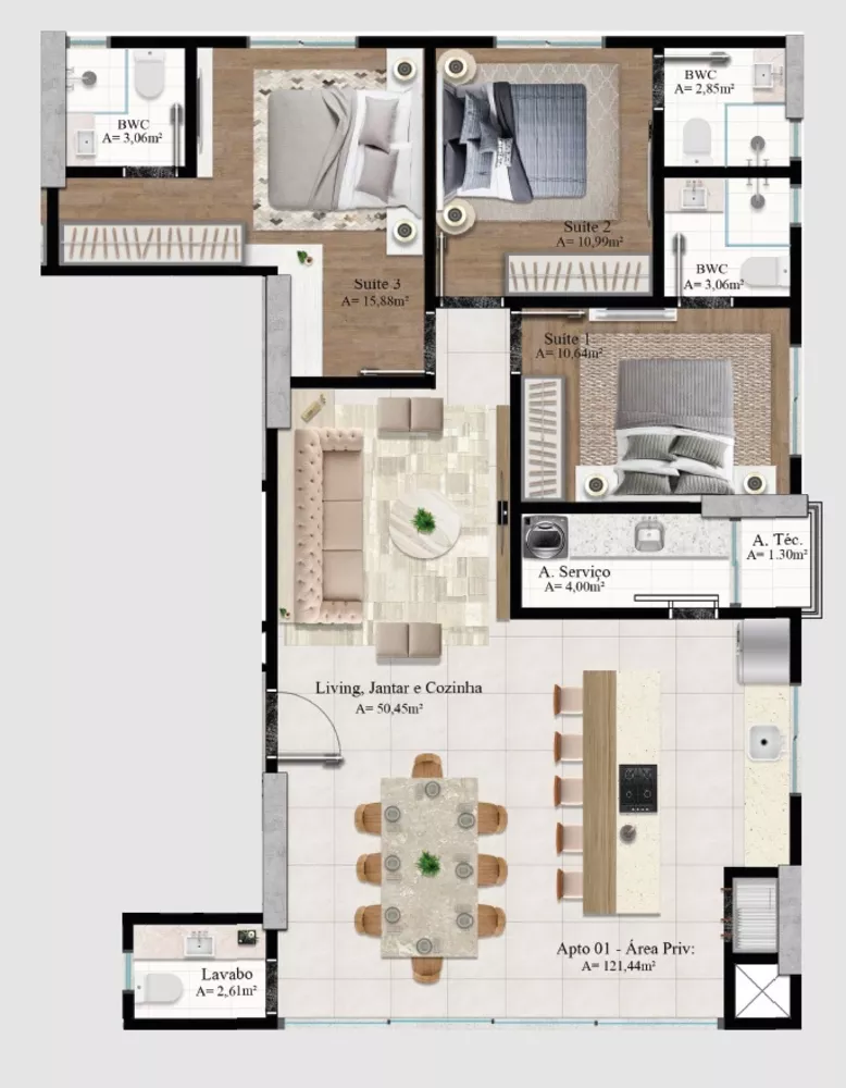 Apartamento, 3 quartos, 121 m² - Foto 11