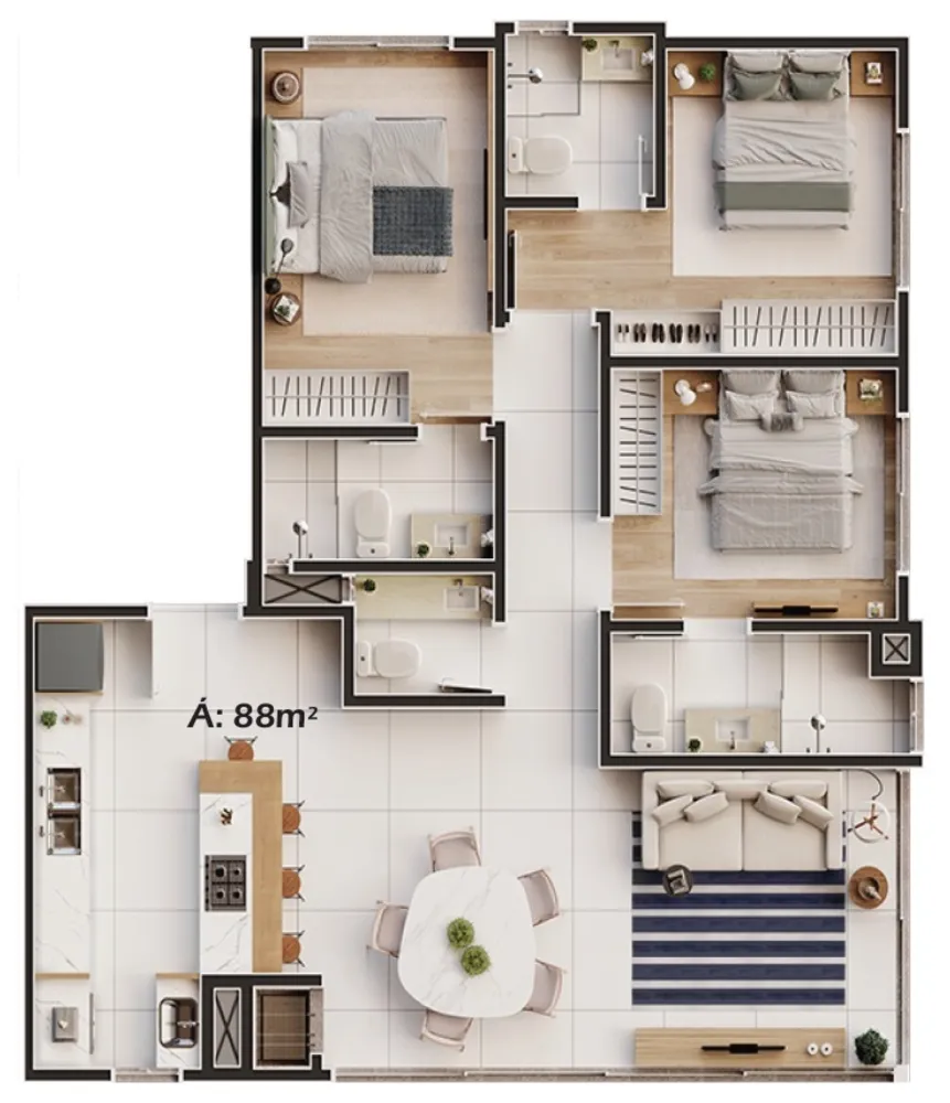 Apartamento, 3 quartos, 89 m² - Foto 4