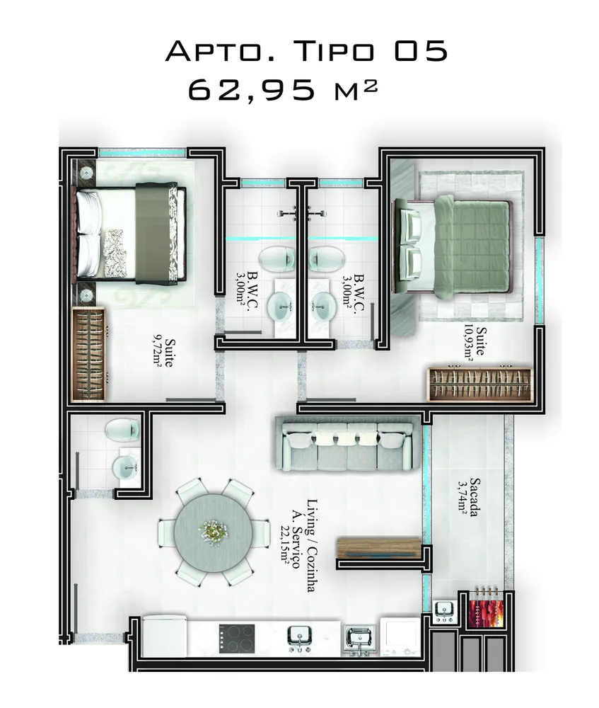 Apartamento, 2 quartos, 66 m² - Foto 3