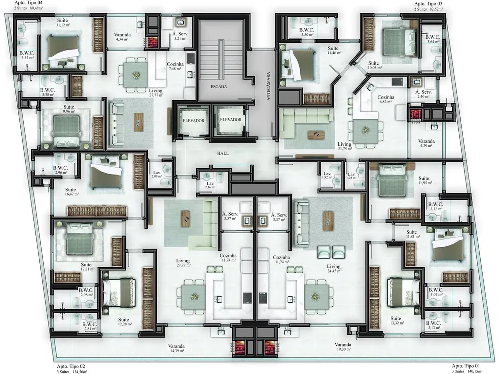 Apartamento, 3 quartos, 134 m² - Foto 1
