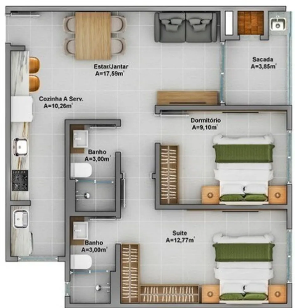 Apartamento, 2 quartos, 64 m² - Foto 13