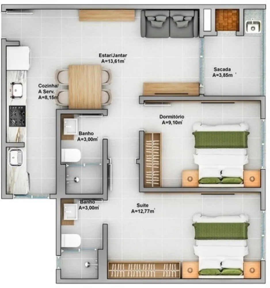 Apartamento, 2 quartos, 64 m² - Foto 15