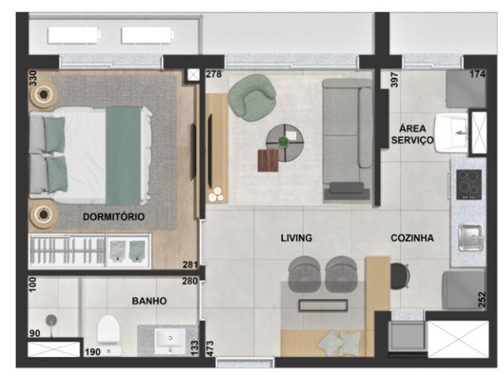Apartamento, 1 quarto, 55 m² - Foto 3