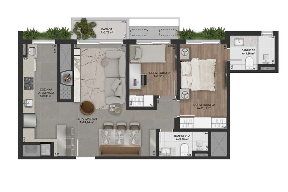 Apartamento, 2 quartos, 176 m² - Foto 1