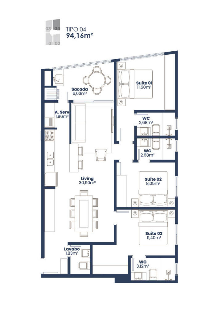 Apartamento, 3 quartos, 93 m² - Foto 4