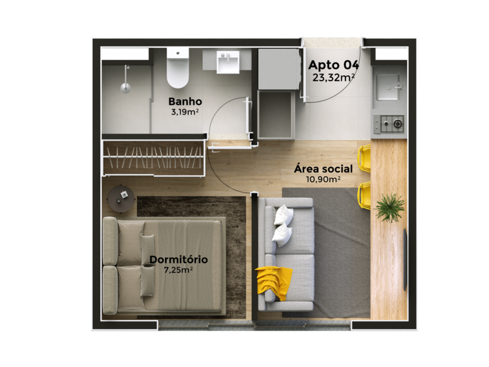 Apartamento, 1 quarto, 24 m² - Foto 12