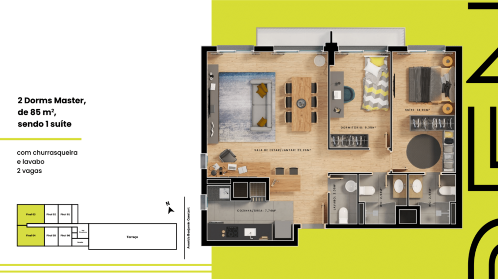 Apartamento à venda com 2 quartos, 85m² - Foto 4