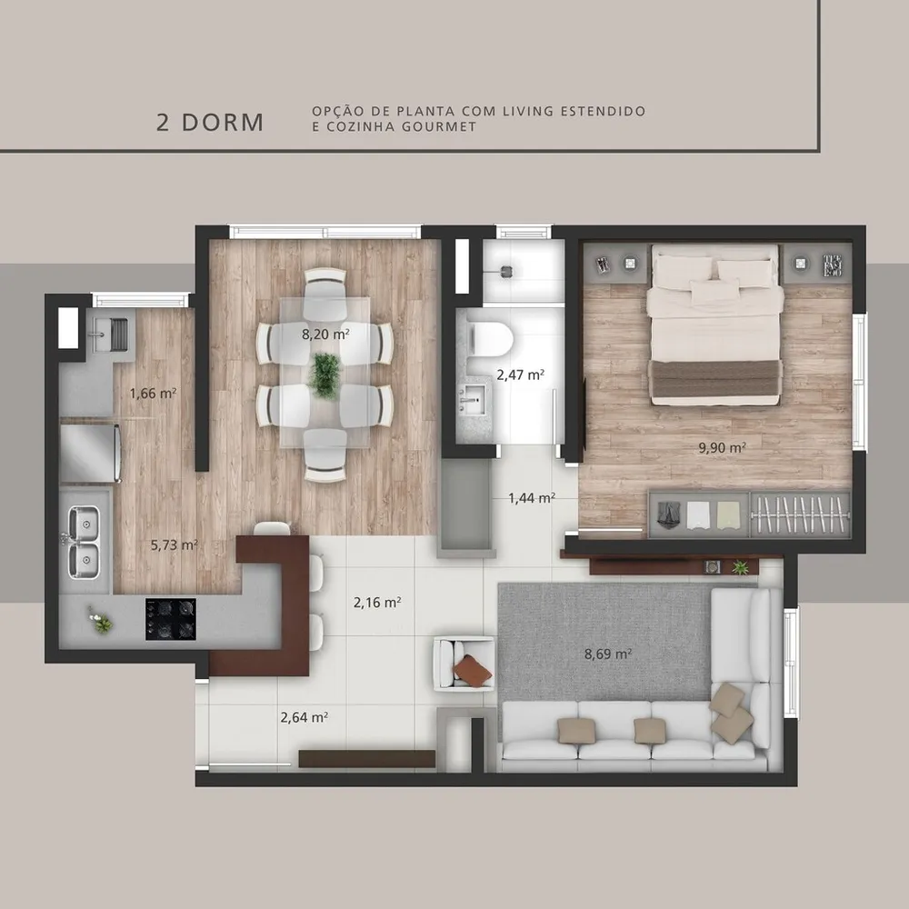 Apartamento, 2 quartos, 49 m² - Foto 1