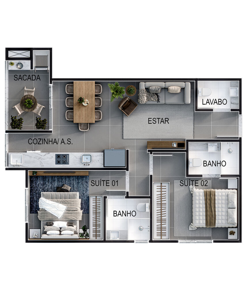Apartamento, 2 quartos, 75 m² - Foto 2