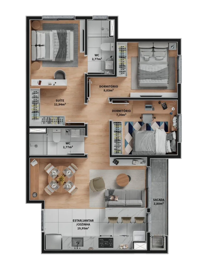 Apartamento, 3 quartos, 74 m² - Foto 5