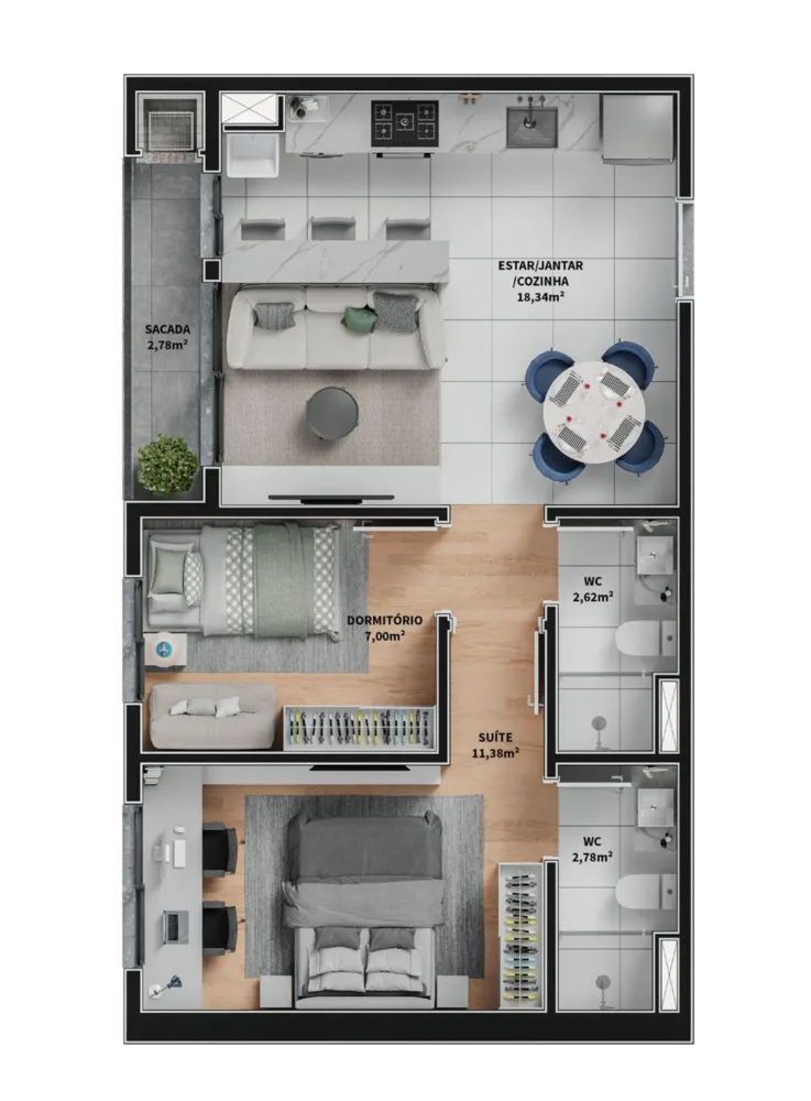 Apartamento, 3 quartos, 74 m² - Foto 3
