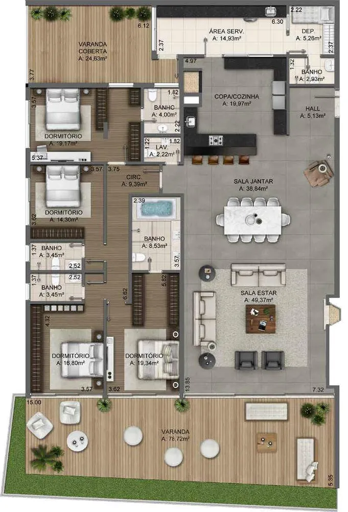 Apartamento, 4 quartos, 374 m² - Foto 4