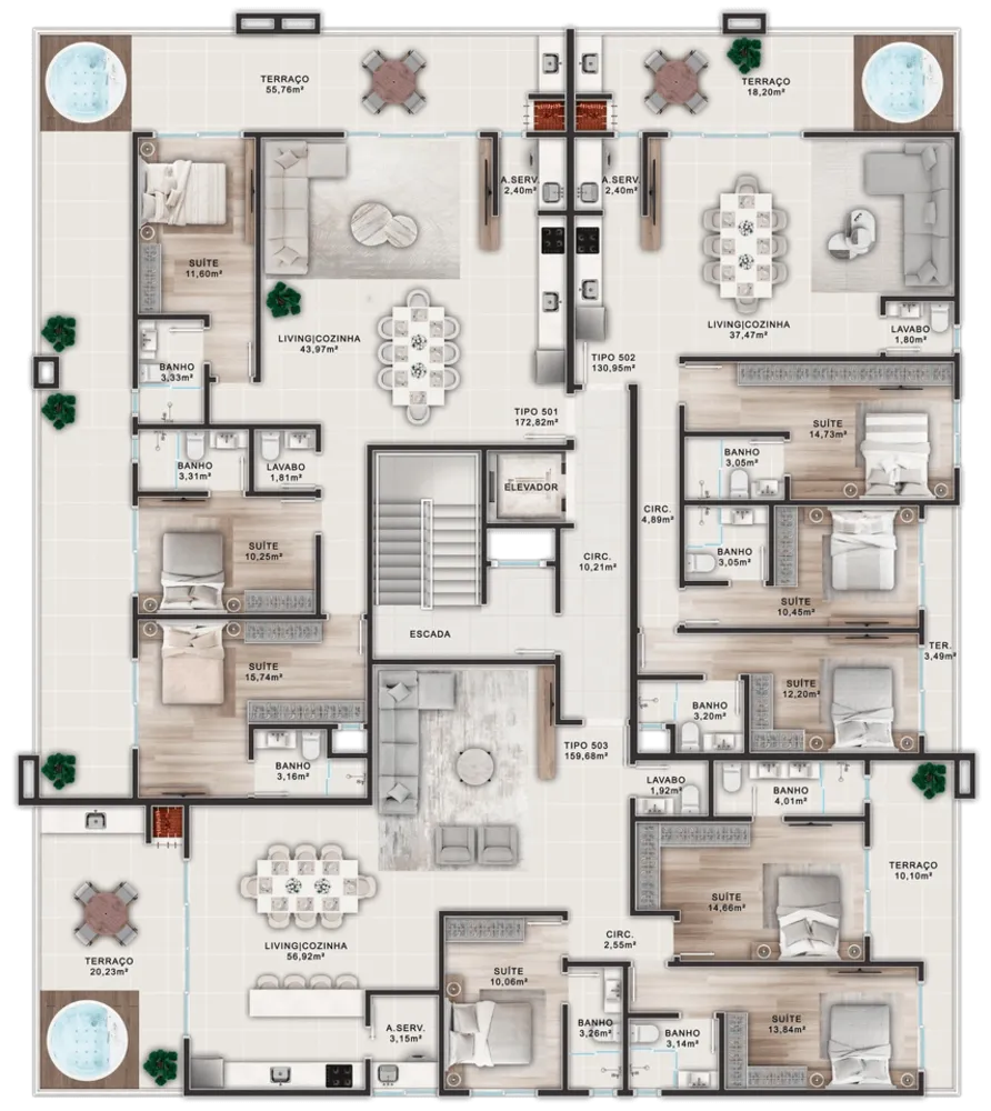 Cobertura, 3 quartos, 130 m² - Foto 2