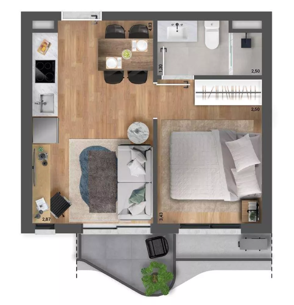 Apartamento, 1 quarto, 41 m² - Foto 3