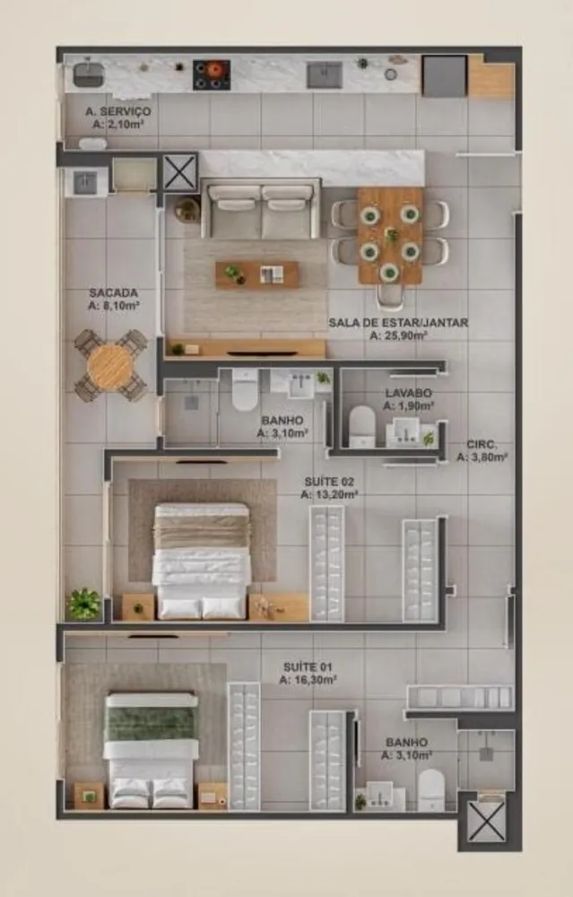 Apartamento, 3 quartos, 116 m² - Foto 9
