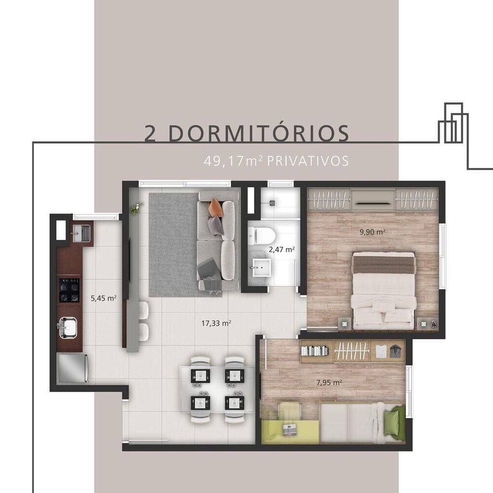 Apartamento, 2 quartos, 51 m² - Foto 4