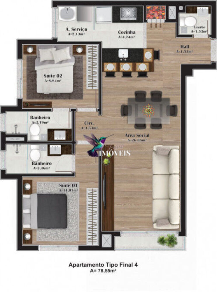 Apartamento à venda com 2 quartos, 79m² - Foto 4