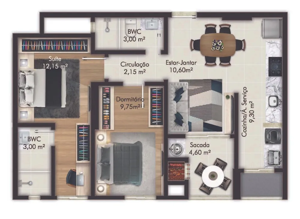 Apartamento, 2 quartos, 63 m² - Foto 2