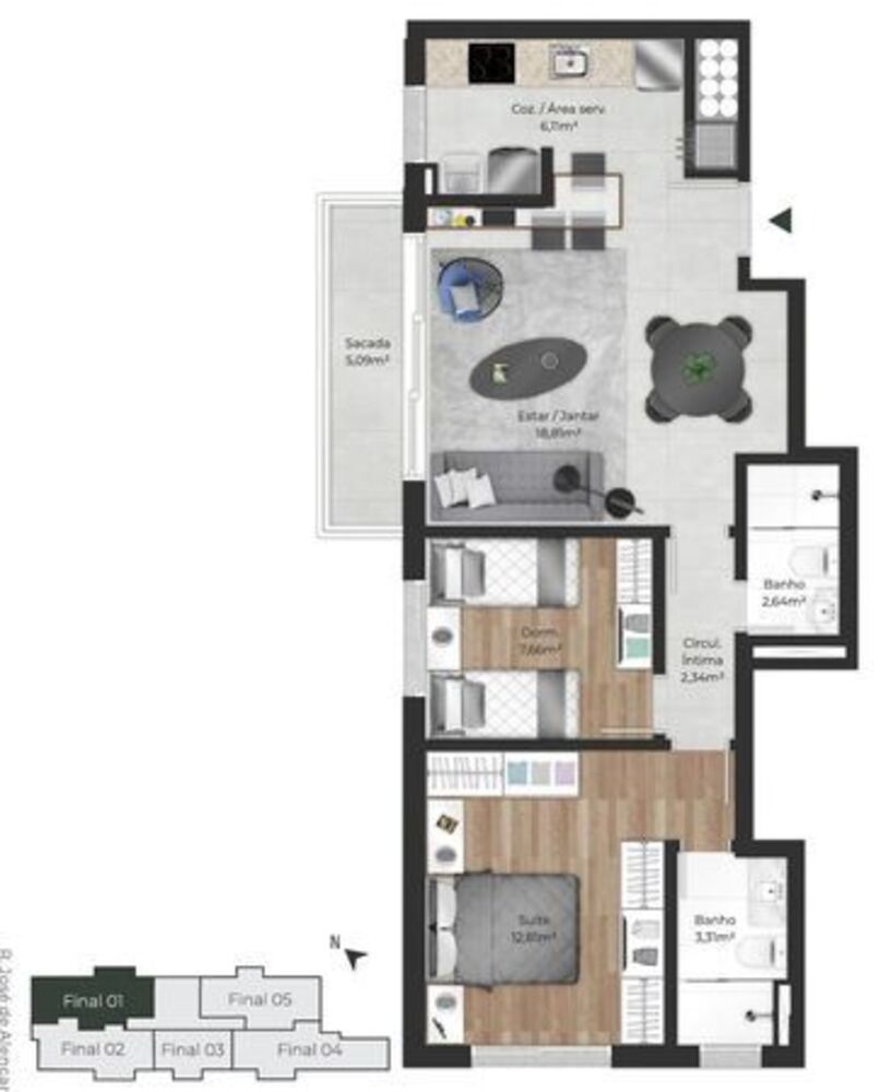 Apartamento à venda com 1 quarto, 41m² - Foto 8