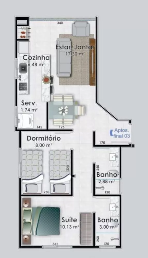 Apartamento, 3 quartos, 60 m² - Foto 3