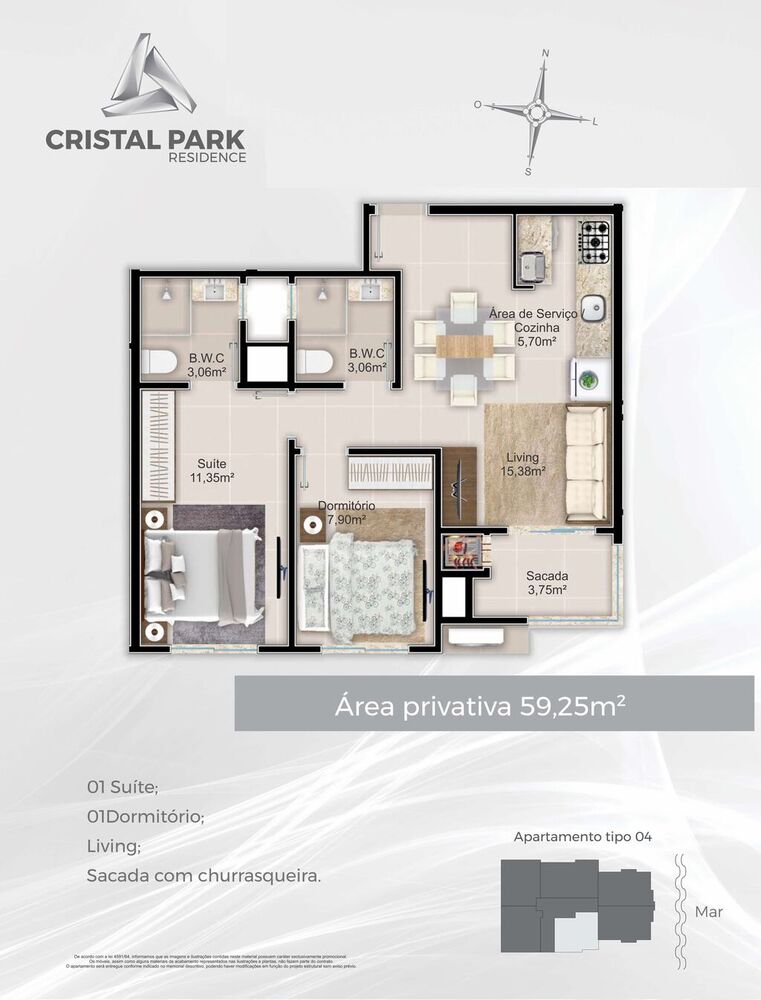 Apartamento, 2 quartos, 66 m² - Foto 10