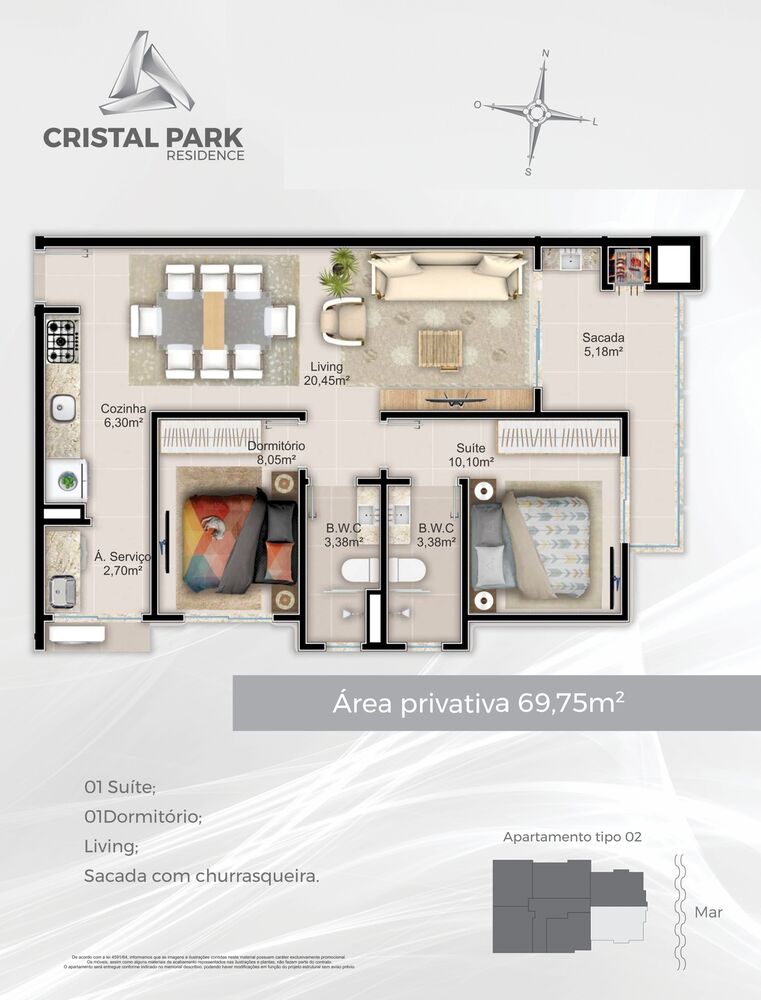 Apartamento, 2 quartos, 66 m² - Foto 9