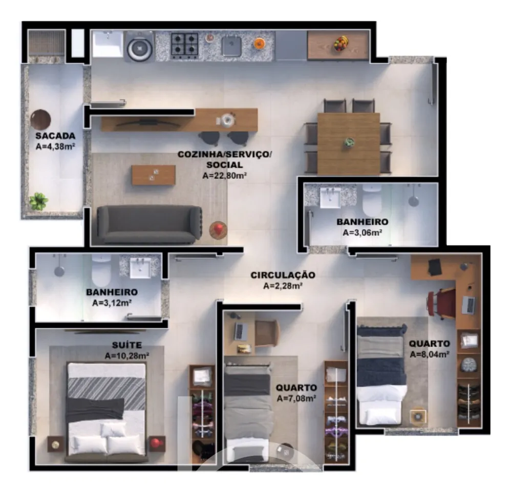 Apartamento, 2 quartos, 64 m² - Foto 3
