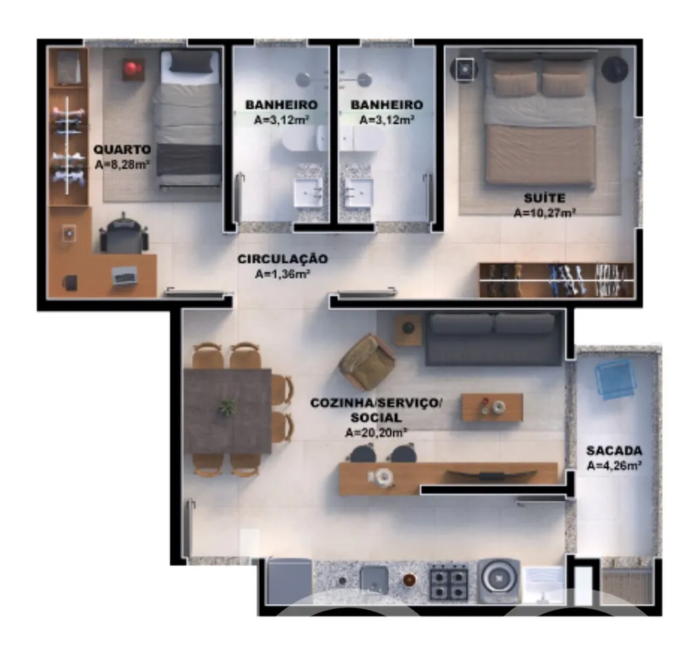 Apartamento, 2 quartos, 64 m² - Foto 1