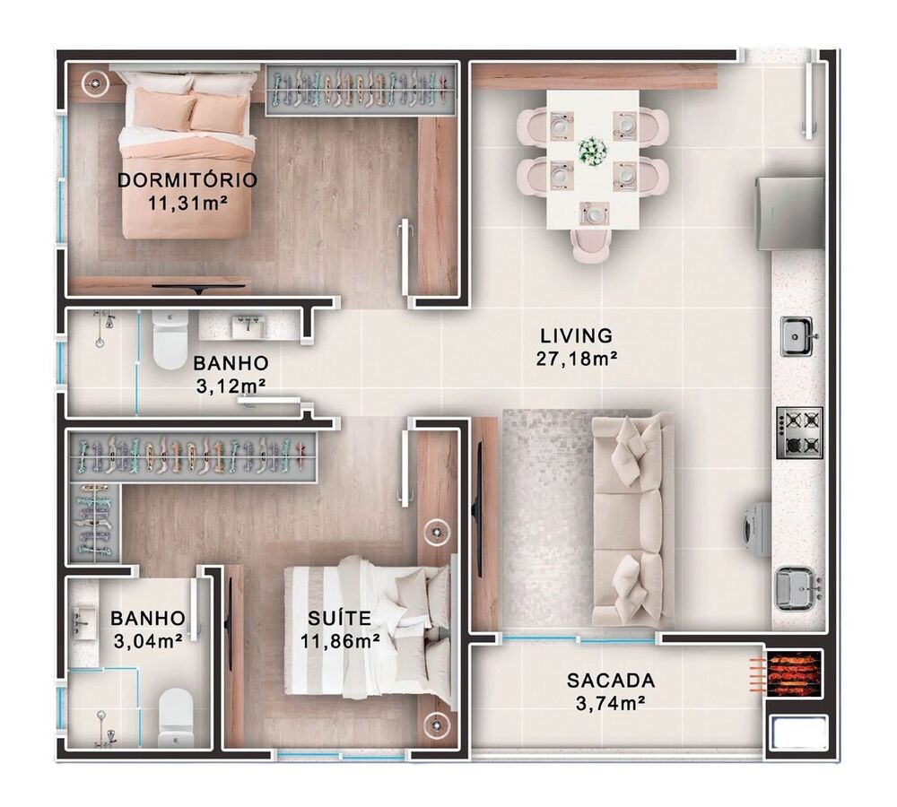 Apartamento, 2 quartos, 60 m² - Foto 6